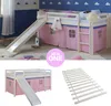 Homestyle4u Hochbett 90x200 Rutsche Lattenrost Vorhang rosa Produktbild-Vorschau 1