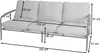 A diagram of a three-seater outdoor sofa with dimensions indicated by arrows and text. Podgląd zdjęcia produktu