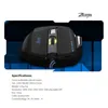 A gaming mouse with specifications listed below it, set against a dark, futuristic background. Produktbild-Vorschau