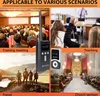 Collage of images showing the Retekess T130S tour guide system in various scenarios like training meetings, teaching, travel, and church sermons. Produktbild-Vorschau