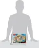 A silhouette of a person is shown behind a product box, with a ruler indicating the product's height. Náhled obrázku produktu