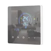A digital thermostat with a reflective screen showing a living room interior. Podgląd zdjęcia produktu