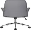 The back view of a gray office chair with a chrome base and wheels. Produktbild-Vorschau