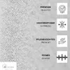 A close-up of fabric texture with marketing text and icons on the right side. Produktbild-Vorschau