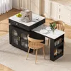 A modern kitchen island with a pull-out table and chairs, set up for a meal. Podgląd zdjęcia produktu