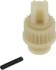 A cream-colored gear and a black pin are shown against a white background. Produktbild-Vorschau