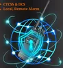 A walkie-talkie is shown in the center of the image, surrounded by a blue globe-like graphic with glowing nodes and connecting lines, suggesting connectivity and security. Text is present in the upper left corner. Produktbild-Vorschau