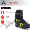 A product shot of a cross-country ski boot with feature callouts. Produktbild-Vorschau