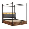 Łóżko dwuosobowe Merax 140x190 cm z hydraulicznym schowkiem Podgląd zdjęcia produktu 12