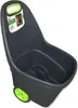 A dark gray garden wheelbarrow with a green handle and wheel, shown from a slightly elevated side angle against a white background. Podgląd zdjęcia produktu