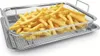A stainless steel grill basket filled with french fries, placed on a matching tray. Anteprima dell’immagine prodotto