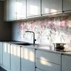 A modern kitchen with a floral-themed backsplash above the countertop. Náhled obrázku produktu