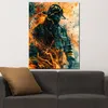 Feuerwehrmann in Flammen Leinwandbild Wandbild Kunstdruck Produktbild-Vorschau 2