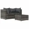 vidaXL 3-tlg. Garten-Lounge-Set mit Kissen Grau Poly Rattan Produktbild-Vorschau 1