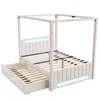 Polster-Himmelbett 140x200 cm Beige mit Ausziehbett & 3 Produktbild-Vorschau 9