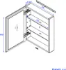 Technical drawing of a bathroom cabinet with dimensions. Náhled obrázku produktu
