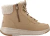 A side view of a tan boot with a cream-colored fuzzy lining. Voir les images du produit