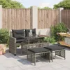 4-tlg. Garten-Sofagarnitur mit Kissen Grau Poly Rattan Glas Produktbild-Vorschau 2