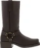 A single brown leather boot with a harness strap and metal ring. Voir les images du produit