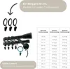 A diagram and table illustrating curtain rod ring quantities based on rod length, alongside product images. Produktbild-Vorschau