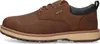 Side view of a brown leather shoe. Voir les images du produit