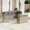 8-tlg. Garten-Sofagarnitur mit Kissen Beige Poly Rattan Produktbild-Vorschau 2