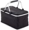 A black insulated picnic basket with a silver frame and handle. Náhled obrázku produktu