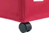 A close-up view of the bottom corner of a red laundry basket with a black wheel. Náhľad obrázku produktu
