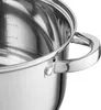 Close-up view of the side of a stainless steel pot, showing a handle and measurement markings inside. Náhled obrázku produktu