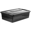 A black plastic storage box with a transparent lid and gray accents, shown from a side-angle against a white background. Anteprima dell’immagine prodotto