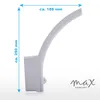 A white LED outdoor wall light with dimensions indicated. Produktbild-Vorschau
