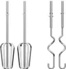 Two sets of hand mixer attachments are shown against a white background. One set consists of two whisk-like beaters, and the other set consists of two dough hooks. Podgląd zdjęcia produktu