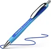A blue ballpoint pen with a silver clip and tip, shown on a white background with a blue ink line. Podgląd zdjęcia produktu