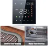 A collage showing a smart thermostat and two types of floor heating systems. Náhled obrázku produktu