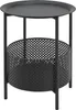 A black metal side table with a round top and a basket-like lower shelf. Produktbild-Vorschau
