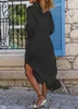 ASKSA Damen Elegant Kleider Einfarbig Lang Hemdkleid Midi Produktbild-Vorschau 4
