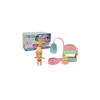 A toy set for children, featuring a doll and accessories, displayed with its packaging. Podgląd zdjęcia produktu