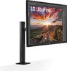 A black LG UltraFine monitor on a black stand, displaying a landscape image. Produktbild-Vorschau