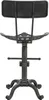 A back view of a black and silver industrial-style bar stool. Voir les images du produit