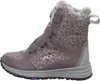 A single gray winter boot for girls with a leopard print pattern and faux fur trim. Anteprima dell’immagine prodotto