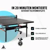 A table tennis table with promotional text and icons. Produktbild-Vorschau