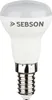A white LED light bulb with a silver base against a white background. Produktbild-Vorschau
