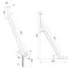 Technical drawings of a galvanized storm anchor with a ribbed steel dowel, showing dimensions and angles. Produktbild-Vorschau