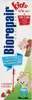 A colorful illustration of a toothpaste box with cartoon characters. Produktbild-Vorschau