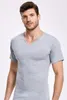 2 Stück Herren T-Shirt V-Ausschnitt Kurzarm Einfarbig Uni Produktbild-Vorschau 4