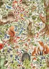 A whimsical illustration of various woodland animals and flora, including squirrels, foxes, owls, deer, badgers, hedgehogs, birds, berries, and mushrooms, set against a white background. Podgląd zdjęcia produktu