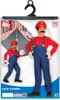 Product packaging for a Super Plumber costume, featuring two models wearing the costume. Produktbild-Vorschau