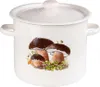 A white enamel pot with a lid, decorated with a mushroom motif. Podgląd zdjęcia produktu