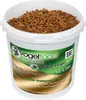 A white bucket filled with dried soldier fly larvae, with a label showing product information. Produktbild-Vorschau
