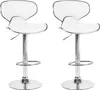 Two white bar stools with silver metal frames are shown against a white background. Náhled obrázku produktu